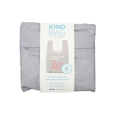Sac de courses gris imprimé blanc et corail
